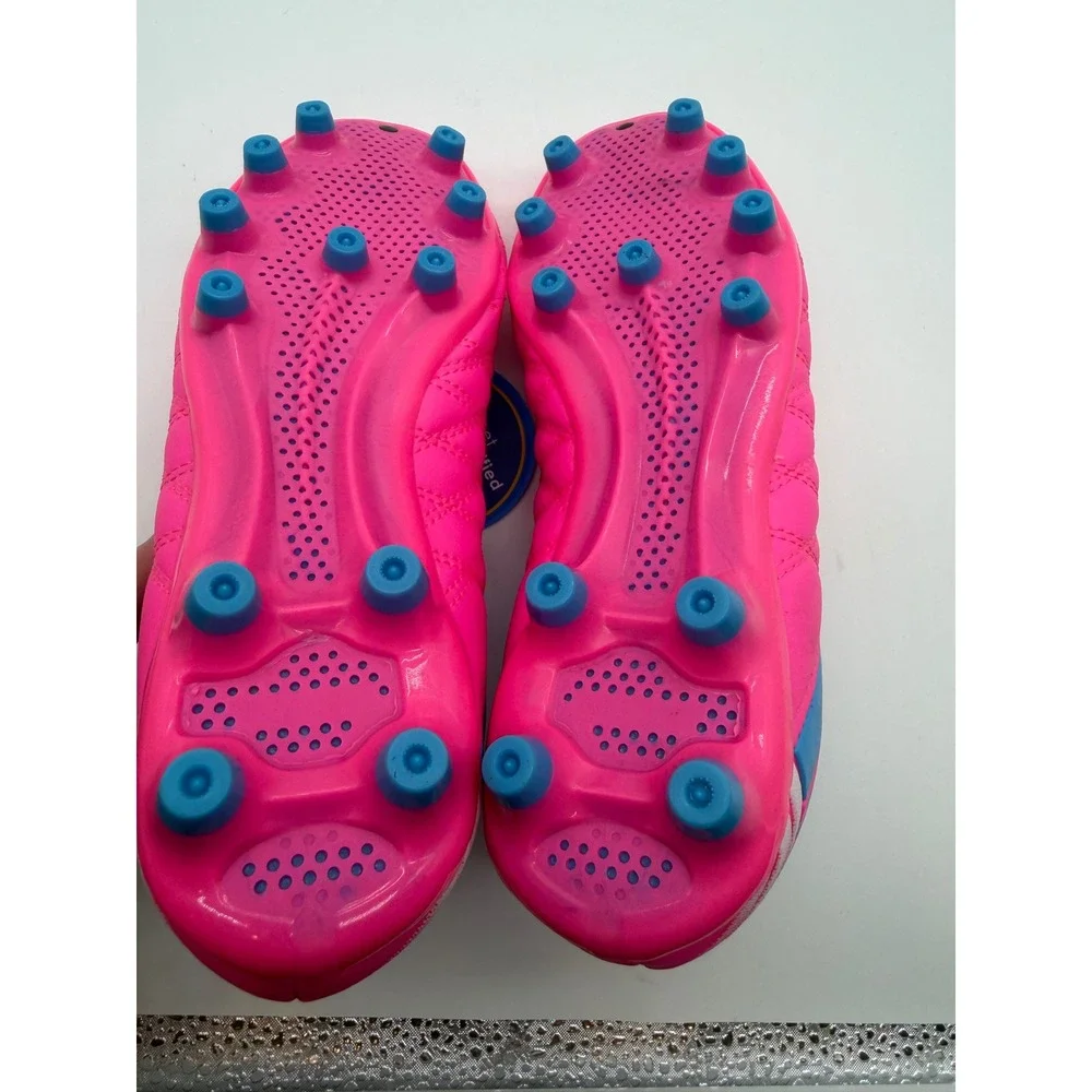 Bloomman Kids Soccer Cleats Hot Pink Blue Athletic Shoes Firm Ground Size 2 NEW